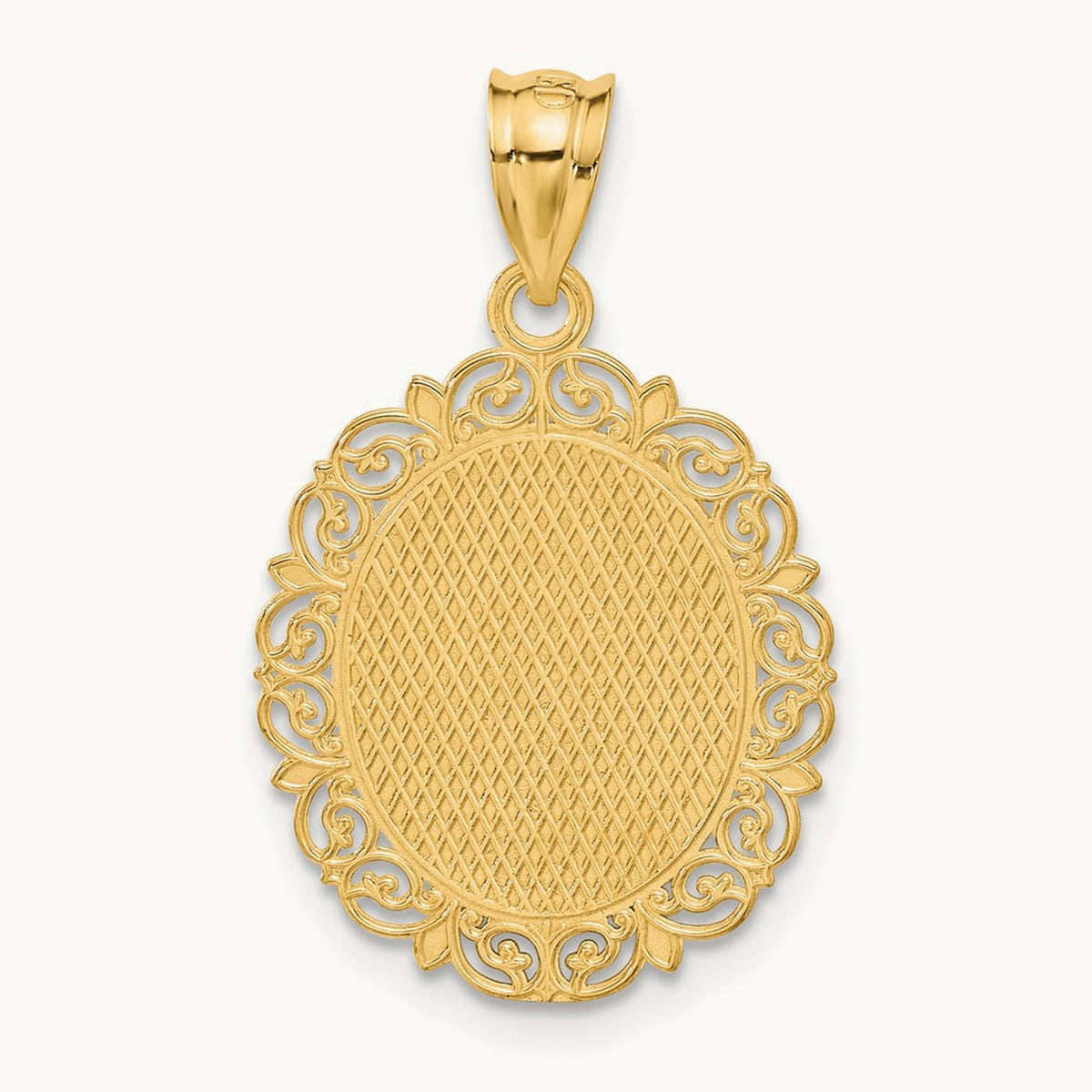 Solid Satin Polished Aries Zodiac Oval Pendant, 14K