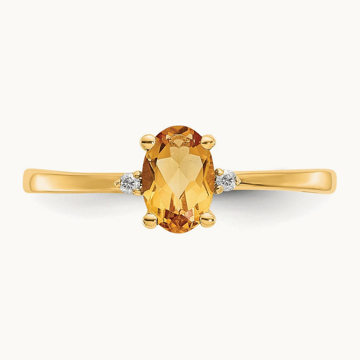 Diamond & Citrine Birthstone Ring — 14K Yellow Gold, 6