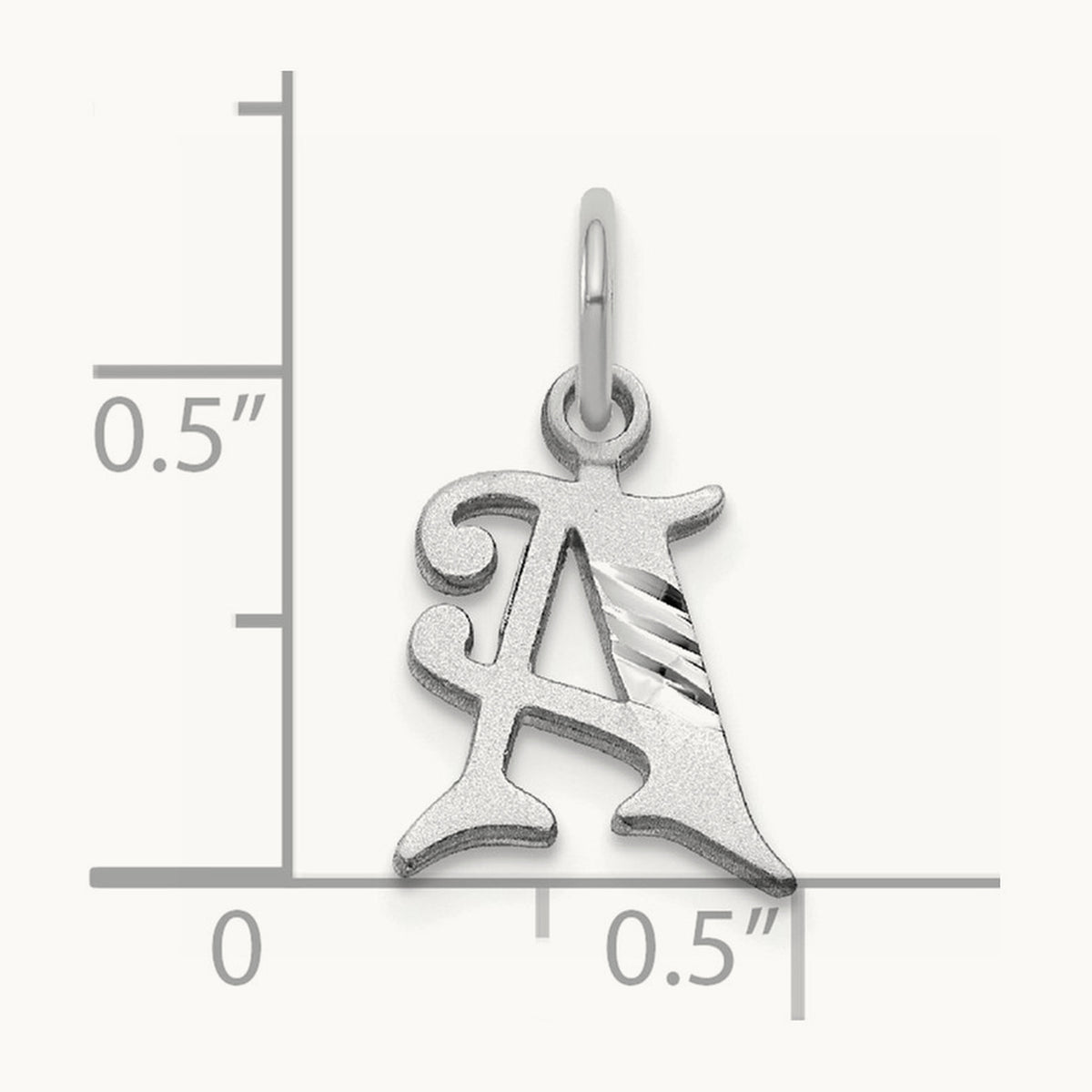 Diamond-cut Initial Charm — 14K White Gold, A