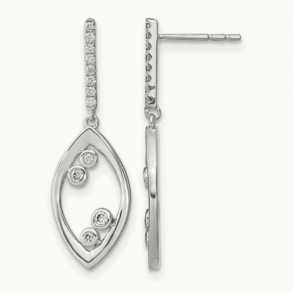 Polished Fancy Dangle Diamond Post Earrings, 14K White Gold
