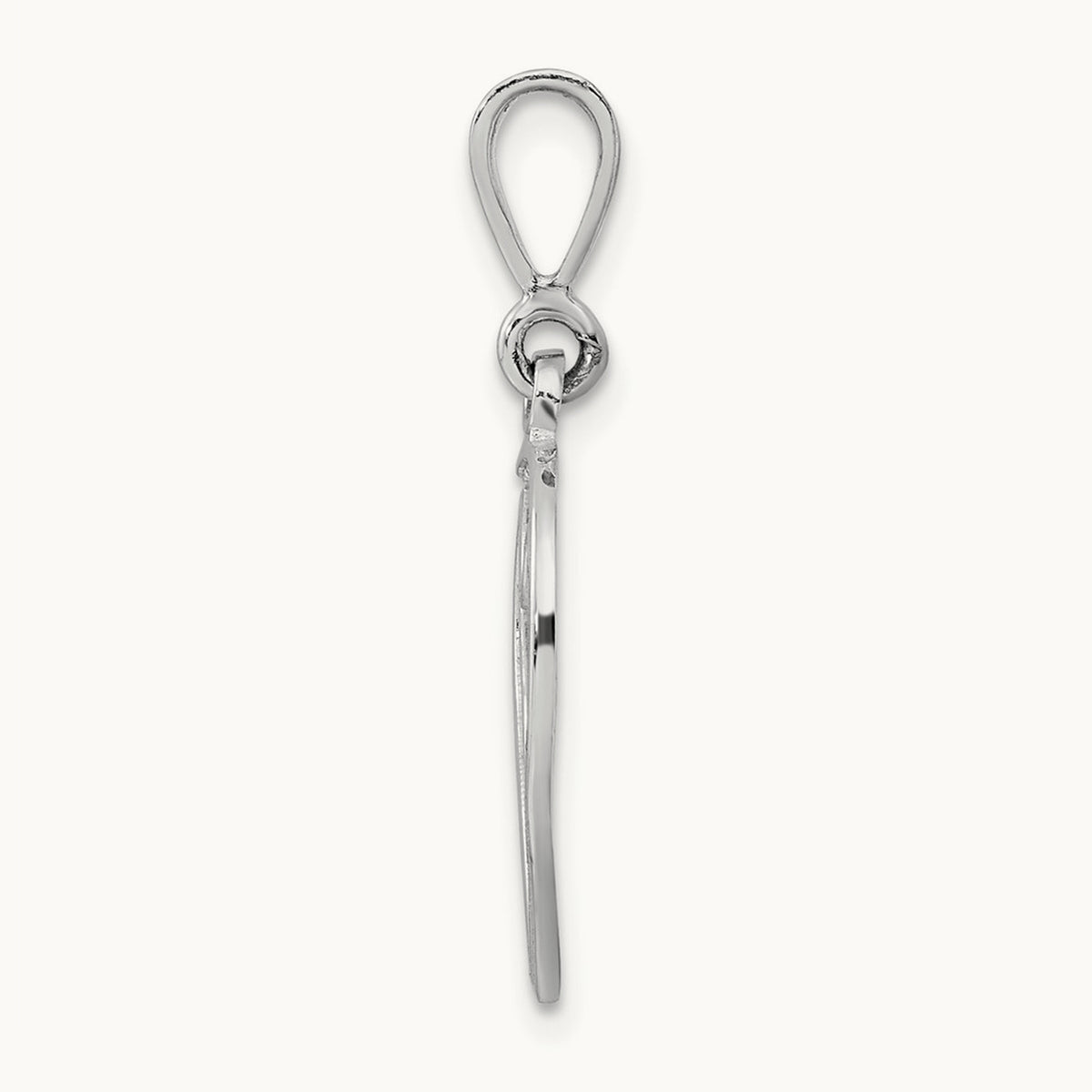 Solid Polished Script Filigree Initial Pendant — V