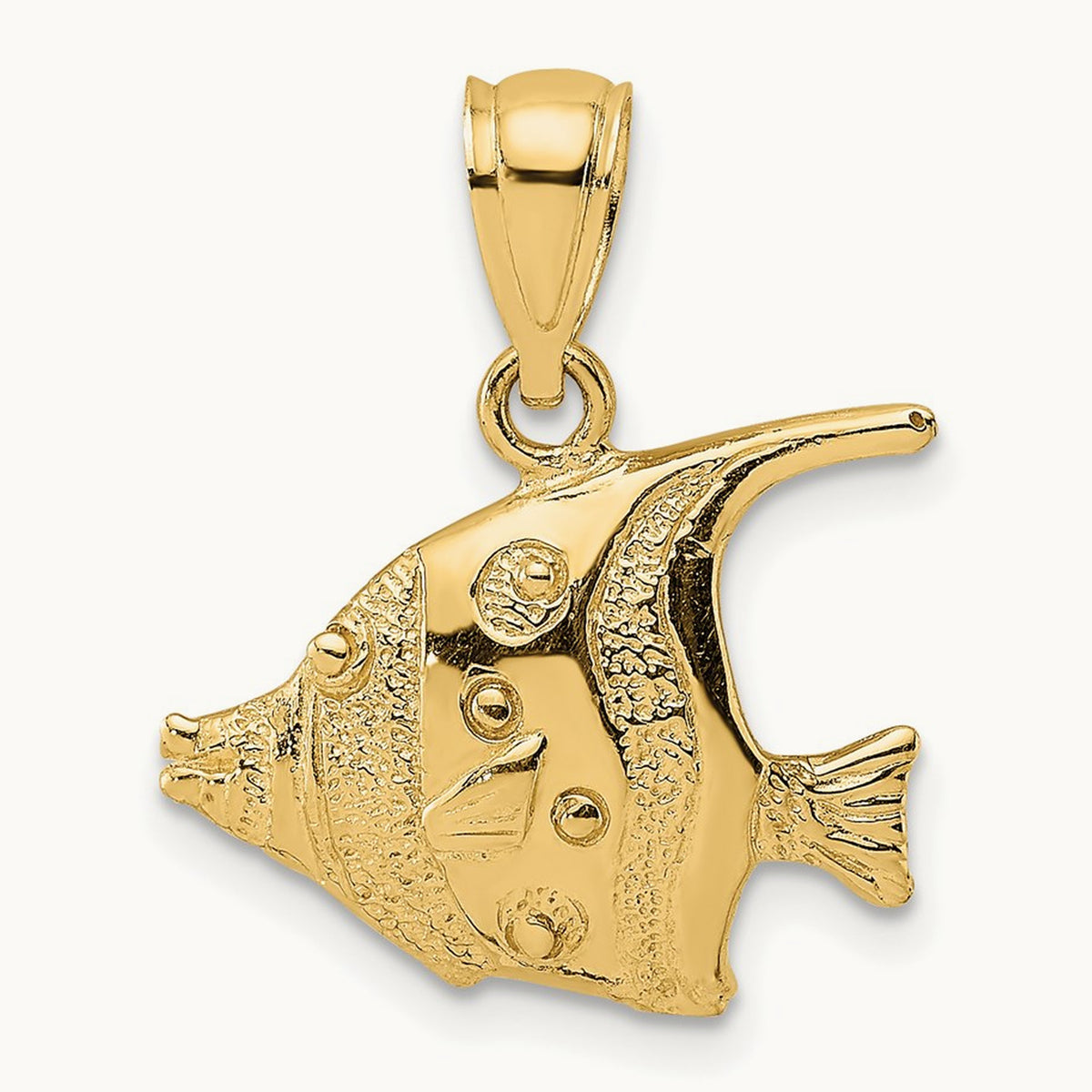 2-D Polished Fish Charm, 14K