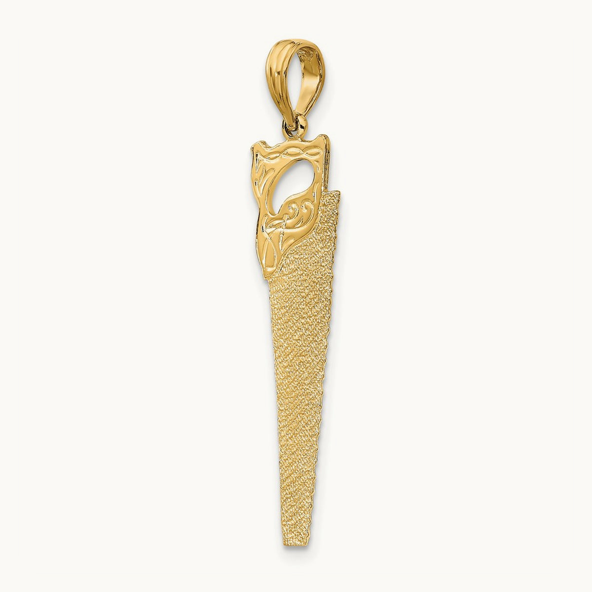 3-D Flat Hand Saw Charm, 14K