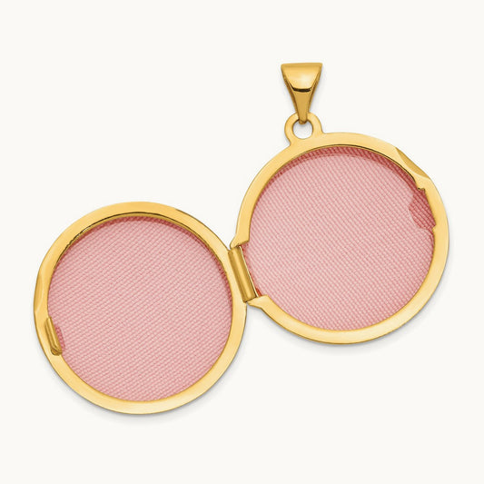 Round Plain Domed Locket, 20mm, 14K Yellow Gold