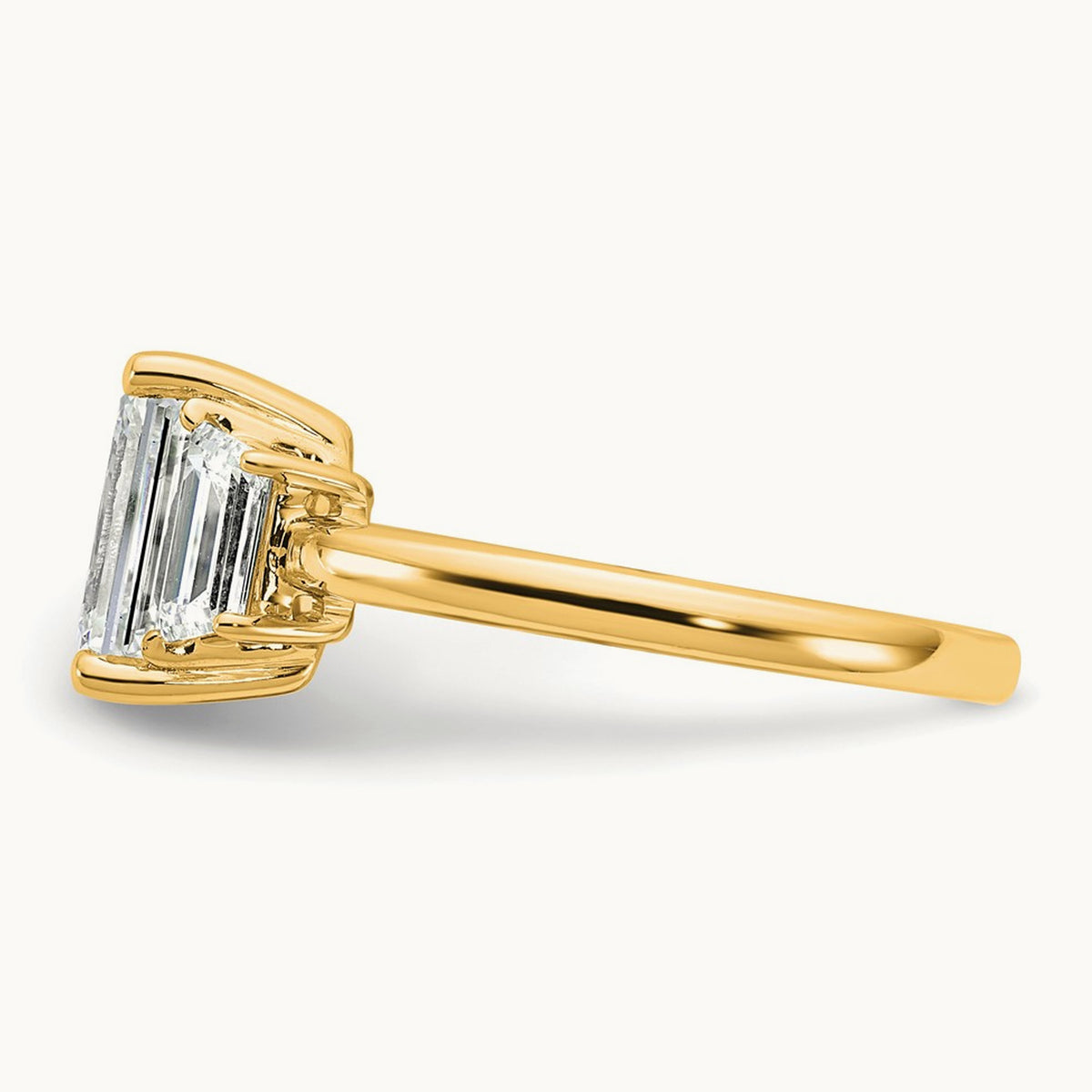 Emerald & Trapezoid Engagement Ring — 14K Yellow Gold, 2 3/4 ct, 7