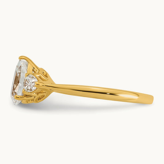 Pear 3 Stone Engagement Ring, 1.25-3.50 ct tw Lab-Grown Diamond — 1 3/8 ct, 14K Yellow Gold