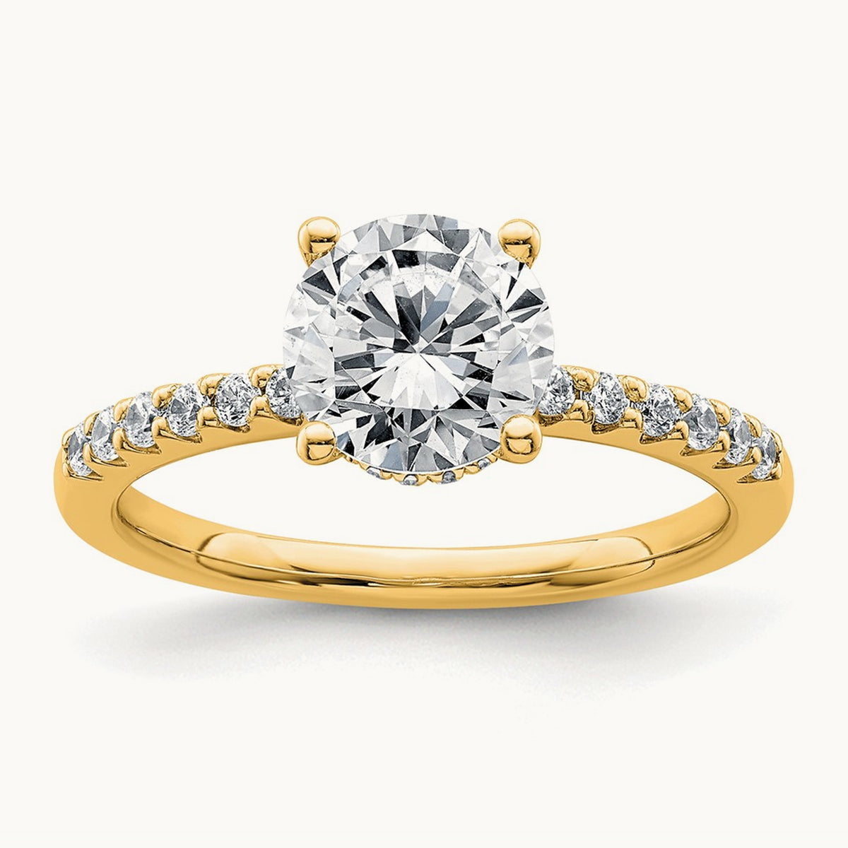 Round Engagement Ring, 1.25-2.75 ct tw Lab-Grown Diamond — 1 3/4 ct, 14K Yellow Gold