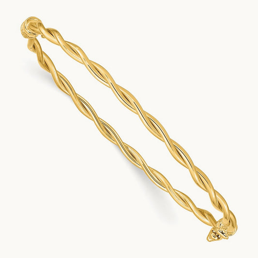 Twisted Hinged Bangle, 14K Yellow Gold