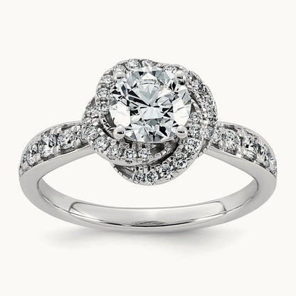 Round Center Swirl Halo Ring, 1 3/8-3 1/3 ct Lab-Grown Diamond