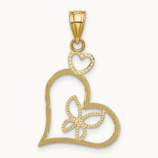 Butterfly in Heart Pendant, 14K with White Rhodium