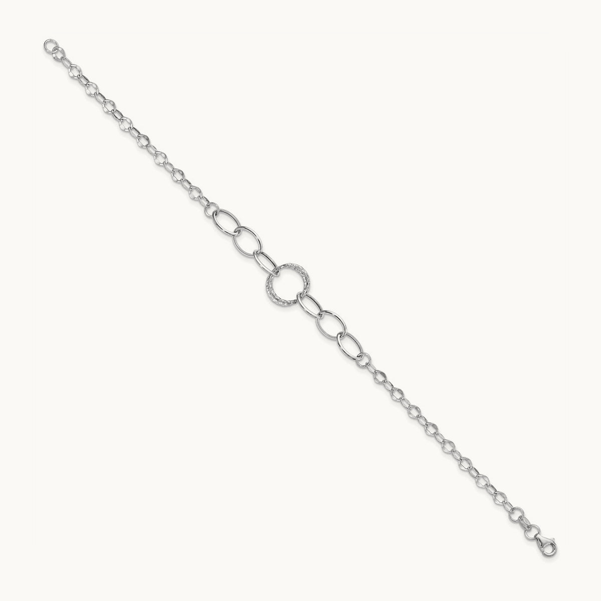 Polished Textured Fancy Link Bracelet — photo set