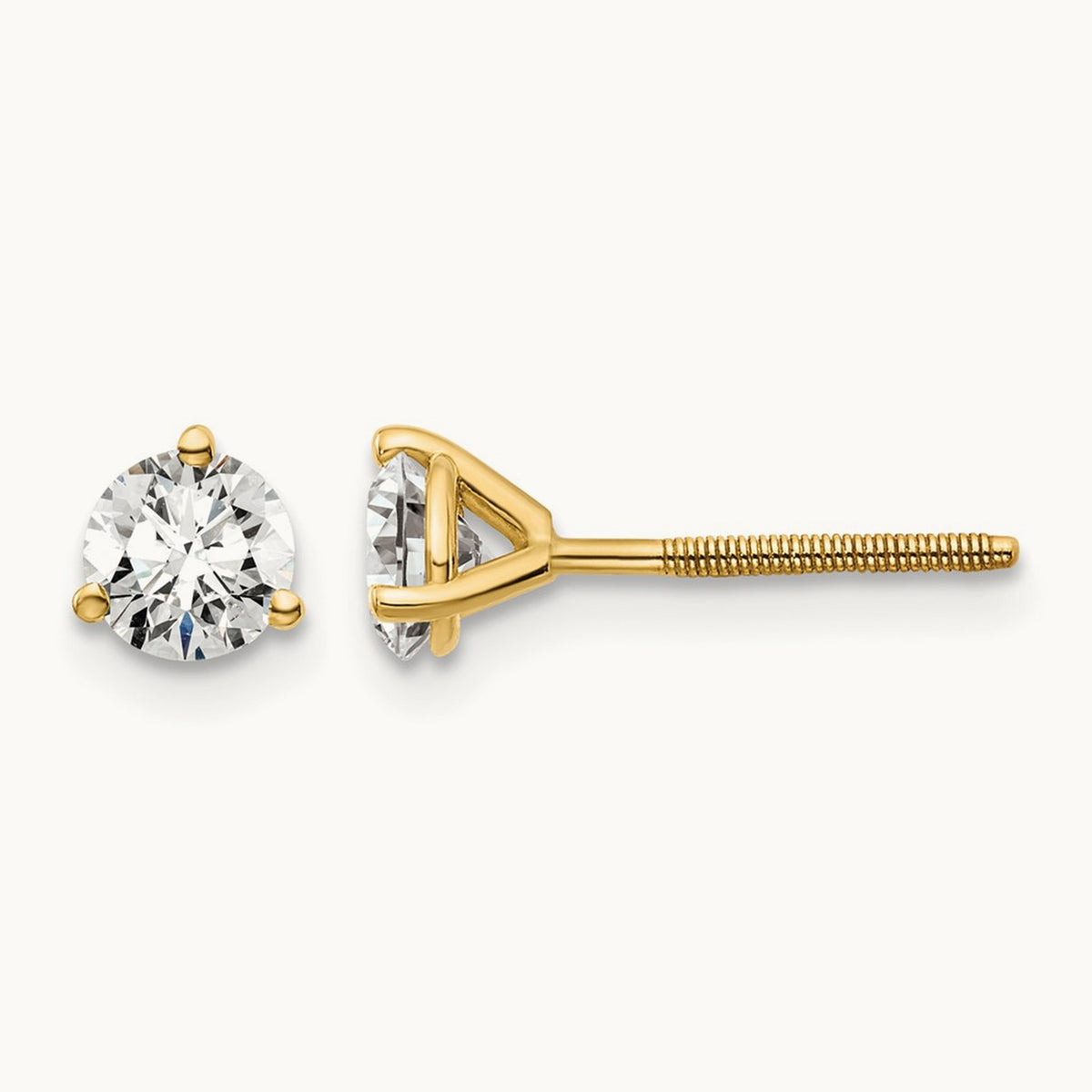 Round Stud Earrings, 0.10-6.00 ct tw Lab-Grown Diamond — 3/4 ct, 18K Yellow Gold