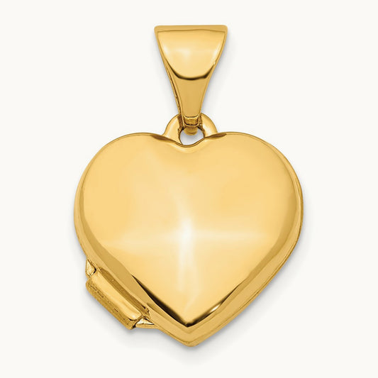 Heart Locket Pendant, 13mm, 14K