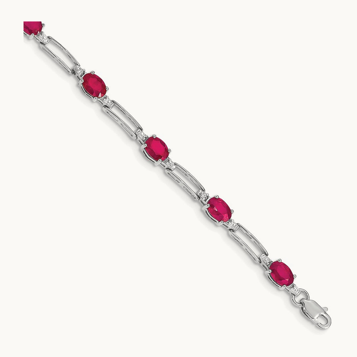 Diamond and Ruby Bracelet, 14K White Gold