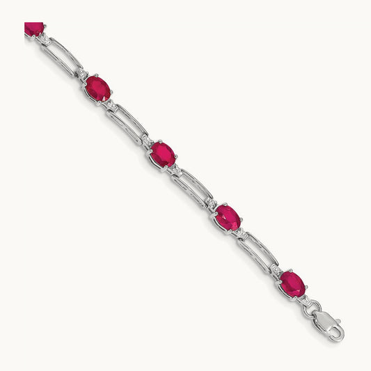 Diamond and Ruby Bracelet, 14K White Gold