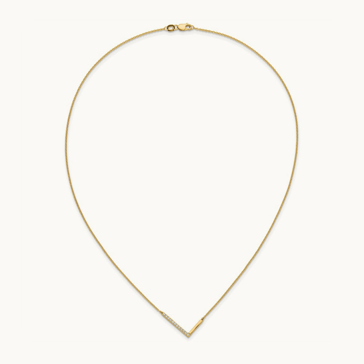 Sideways Diamond Necklace — 14K Yellow Gold, L