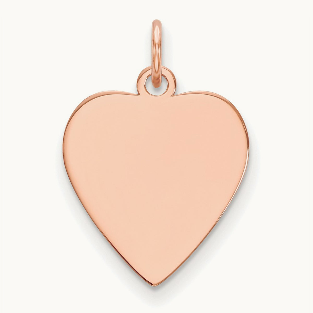 Plain .035 Gauge Heart Engravable Disc Charm — 14K Rose Gold