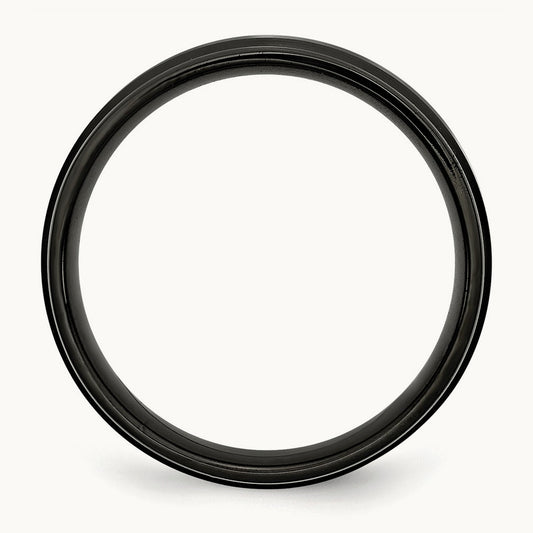 Black IP-plated Brushed Center/Polished Edges Band, 6mm, Stainless Steel