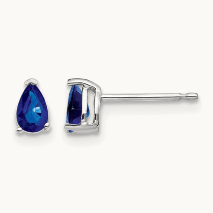 Sapphire Earrings, 14K White Gold