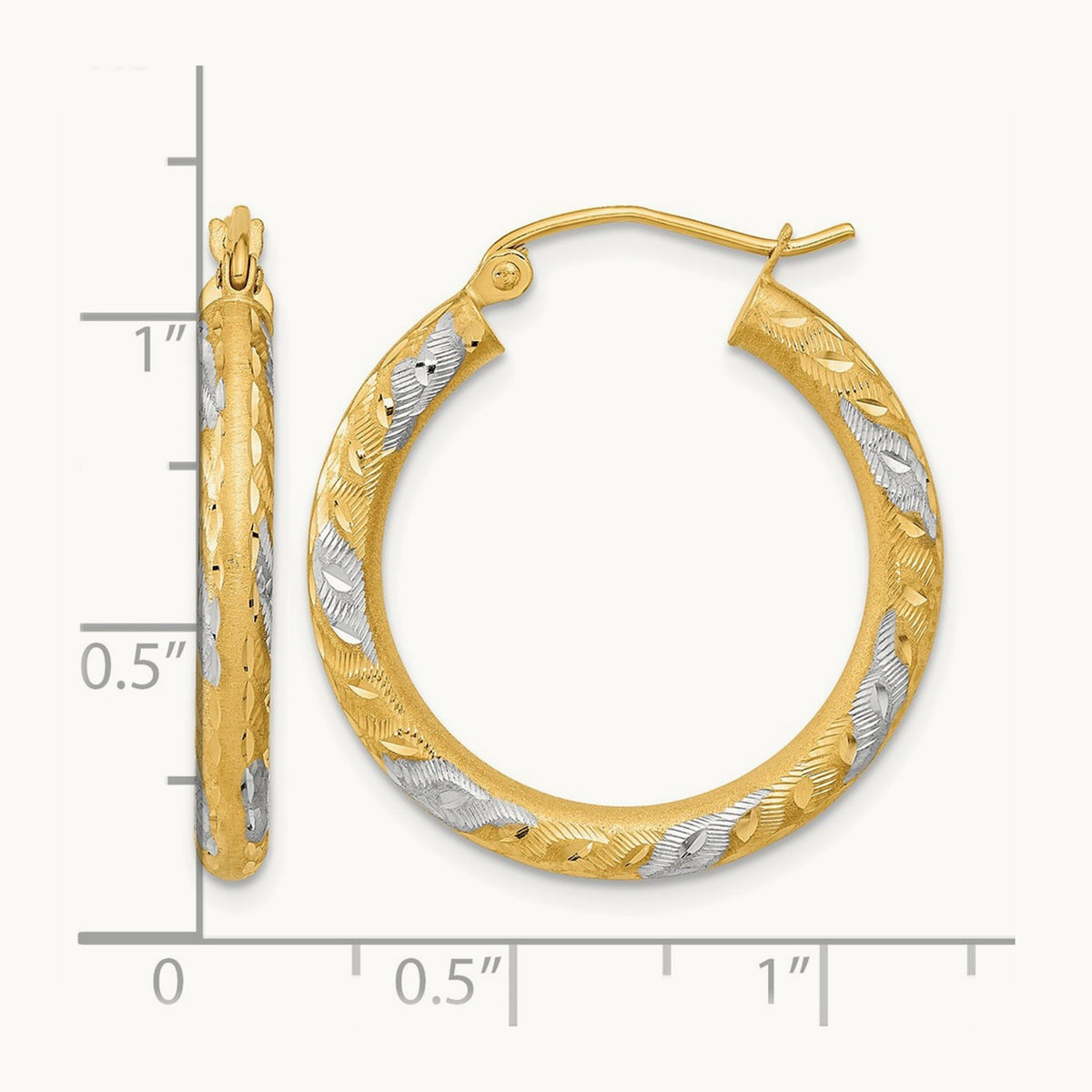 Diamond-cut Satin Hoop Earrings — 26.75mm