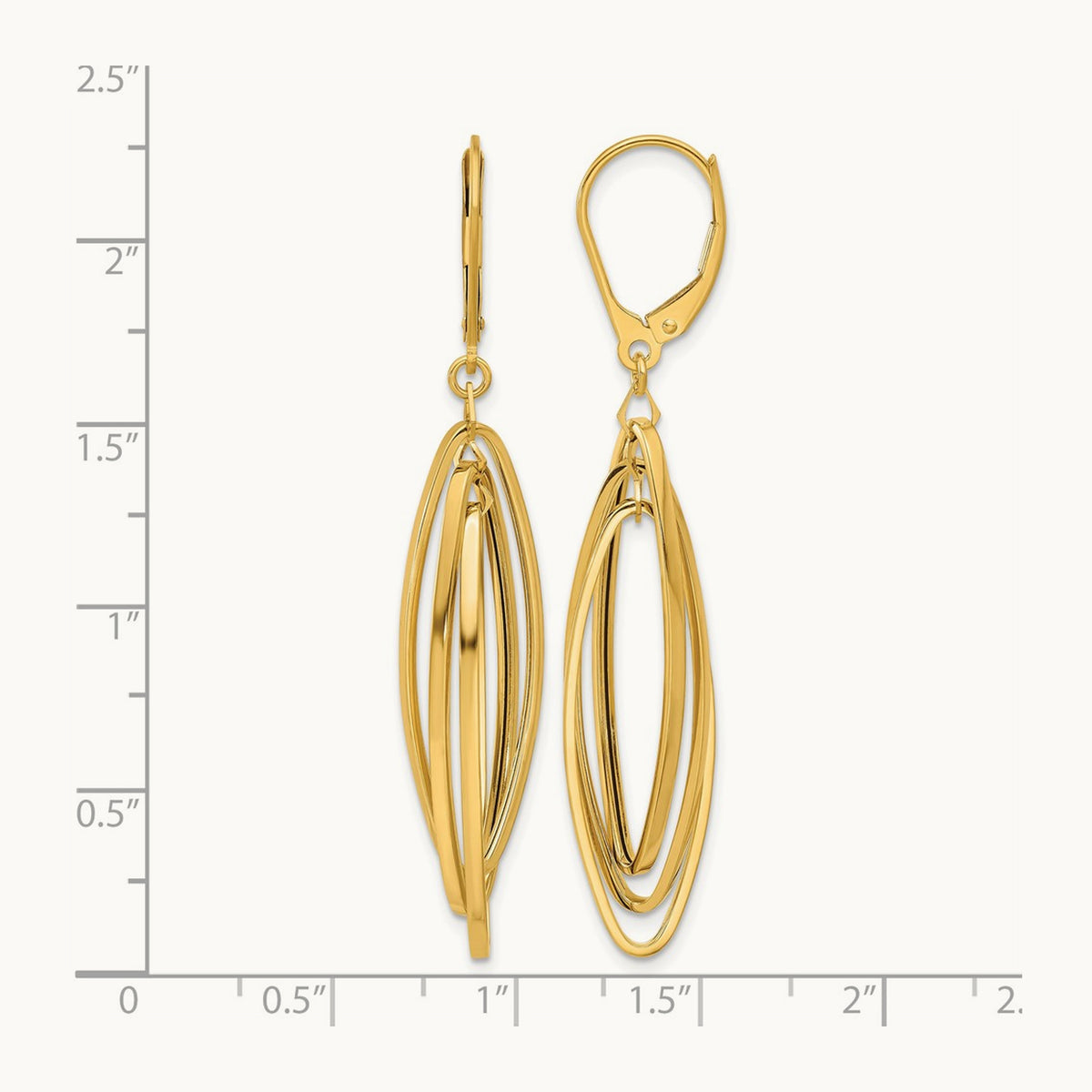 Polished Oval Twisted Dangle Leverback Earrings — photo set
