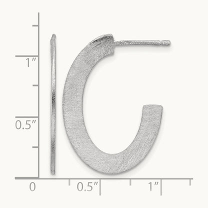 RH-plated Scratch Finish J-Hoop Post Earrings, Sterling Silver — Leslie's