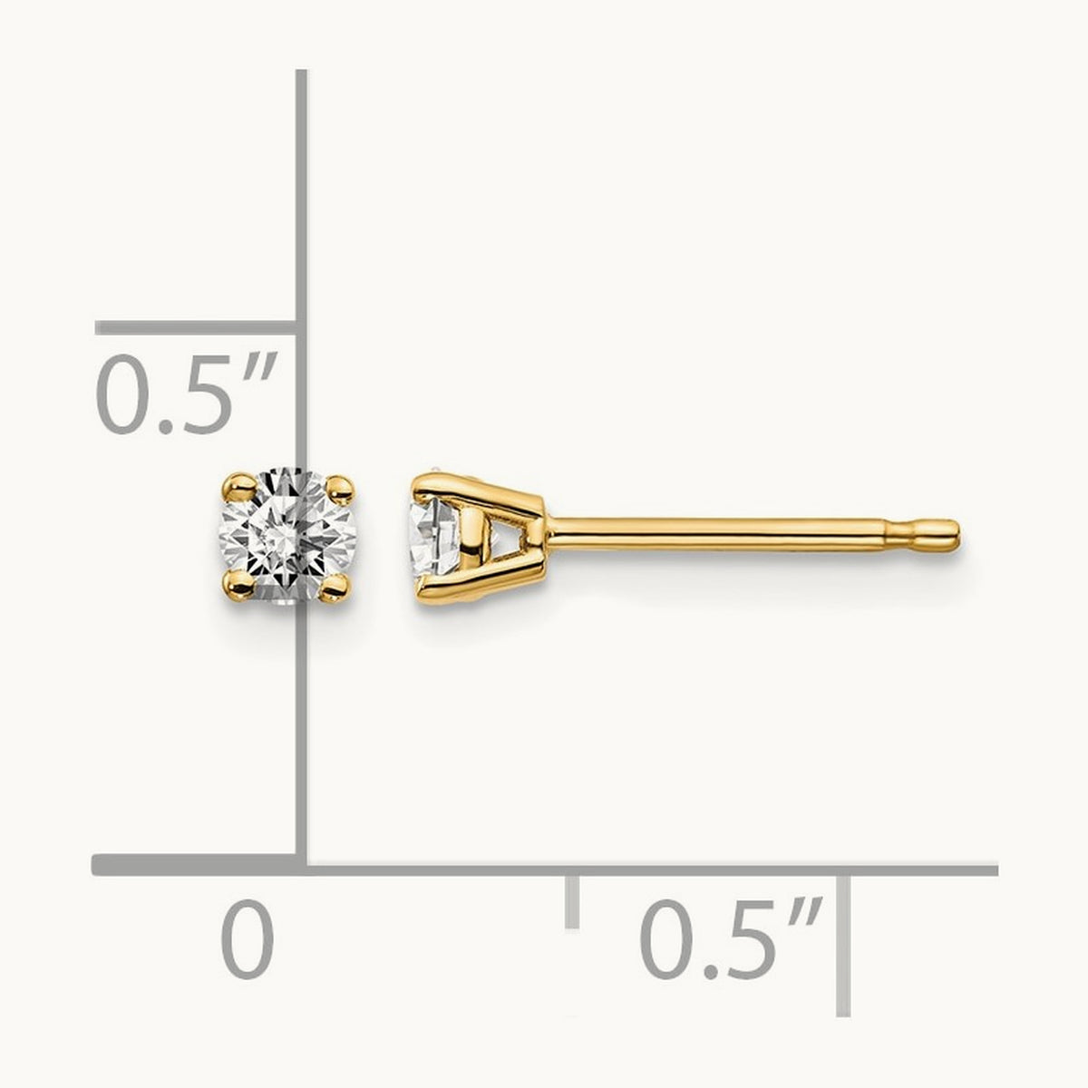 Round Diamond Stud Earrings — 14K Yellow Gold, 0.26 ct tw, I1 J-K · push back