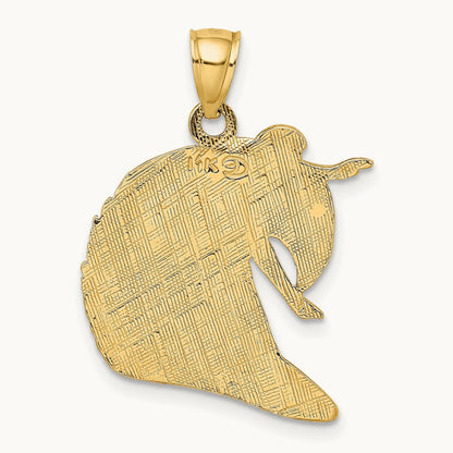 Polished and Textured Surfer and Wave Charm, 14K