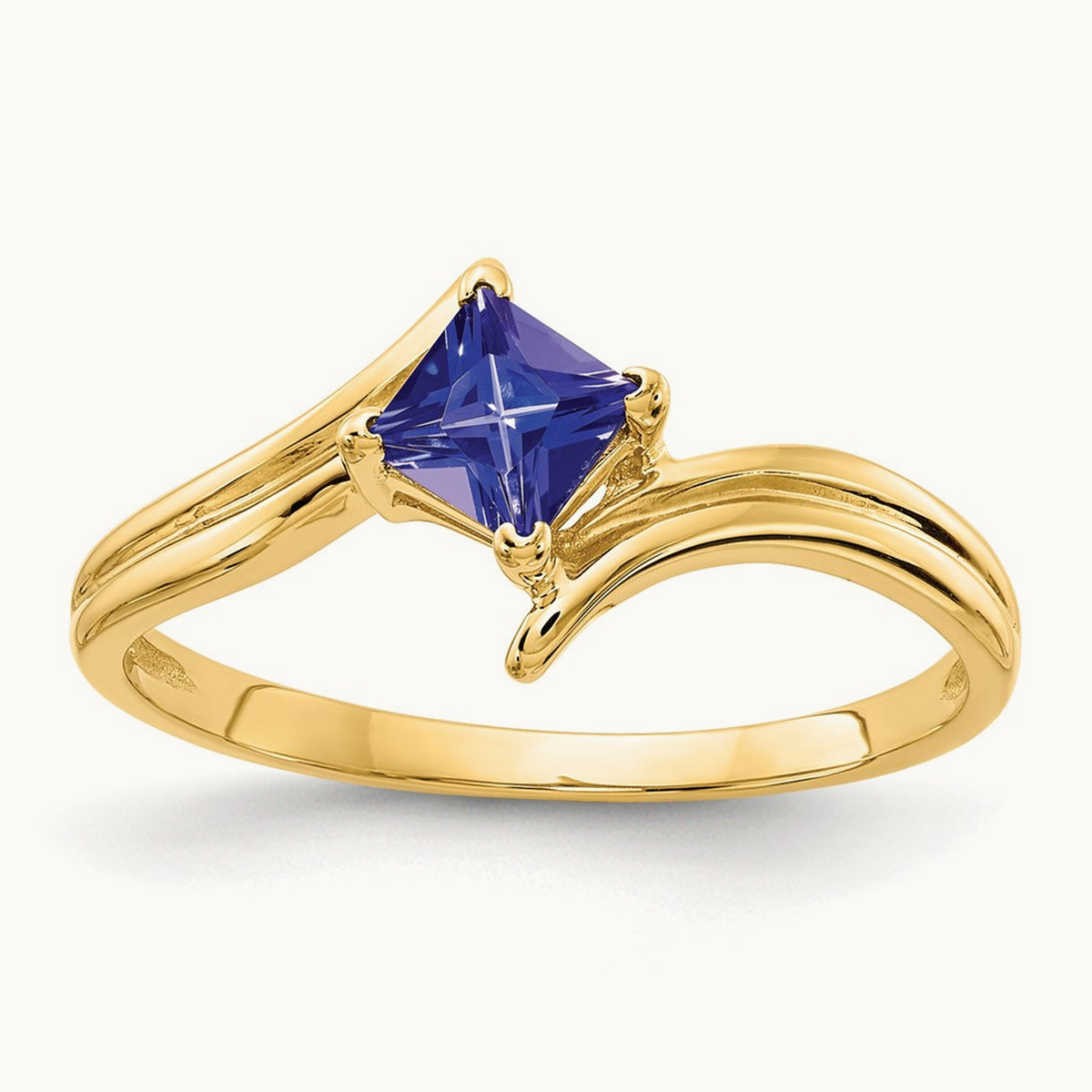 Princess Cut Tanzanite ring, 4mm, 14K