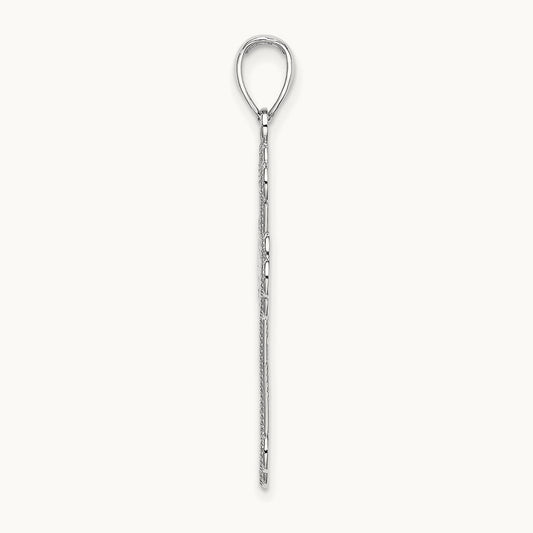Textured and Beaded Edge Charm — 14K White Gold