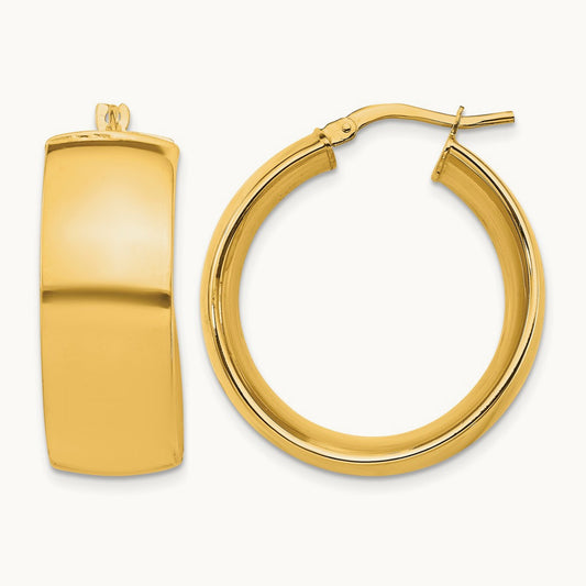 High Polished Small Hoop Earrings, 10mm, 14K