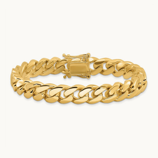 Hand-polished Miami Cuban Link Bracelet, 10.7mm, 14K