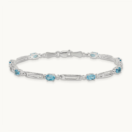 Diamond and Blue Topaz Bracelet — 14K White Gold