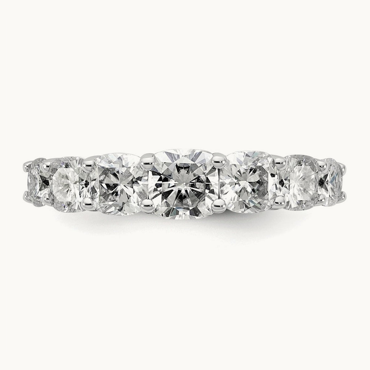 Cushion 7 Stone Band, 1.50-3.25 ct tw Lab-Grown Diamond — 2 3/8 ct, 14K White Gold