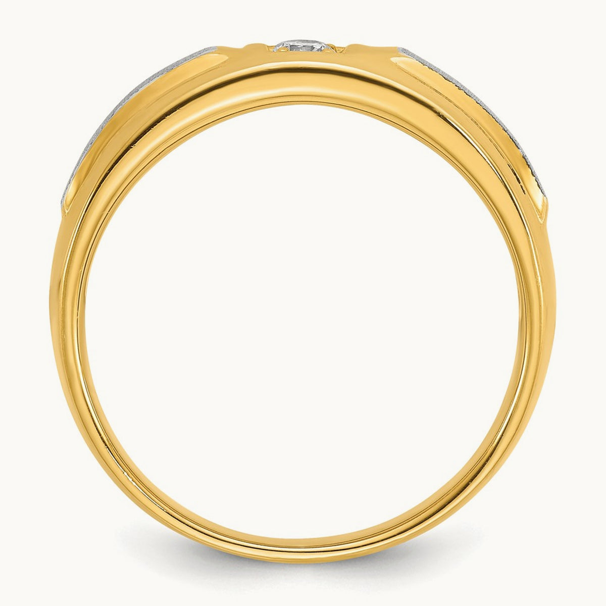 IBGoodman Men's Polished and Satin Diamond Complete Ring, 14K Two-tone