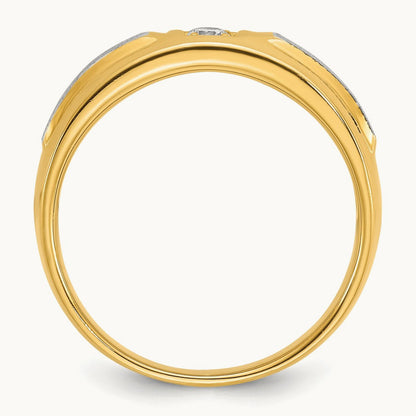 IBGoodman Men's Polished and Satin Diamond Complete Ring, 14K Two-tone