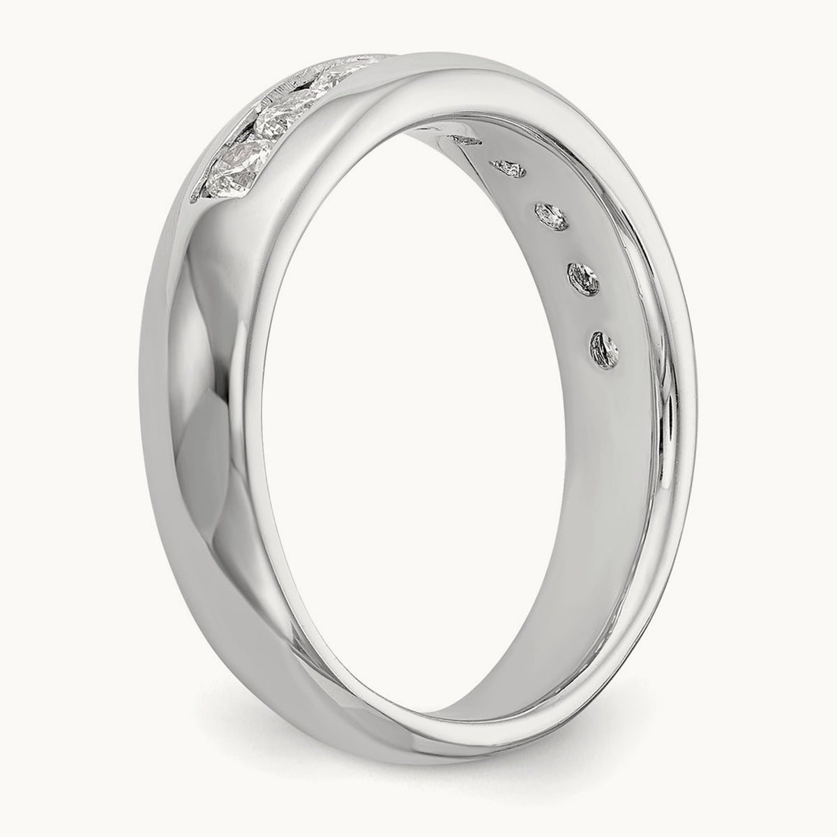 9-Stone Diamond Channel Band, 14K White Gold