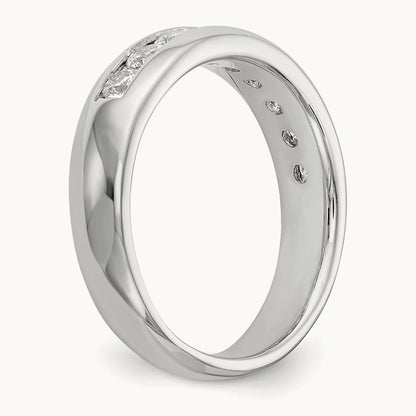 9-Stone Diamond Channel Band, 14K White Gold