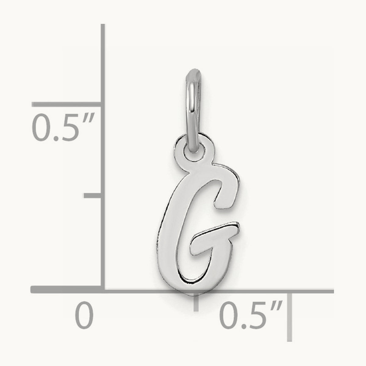 Small Script Letter G Initial Charm, 14K White Gold