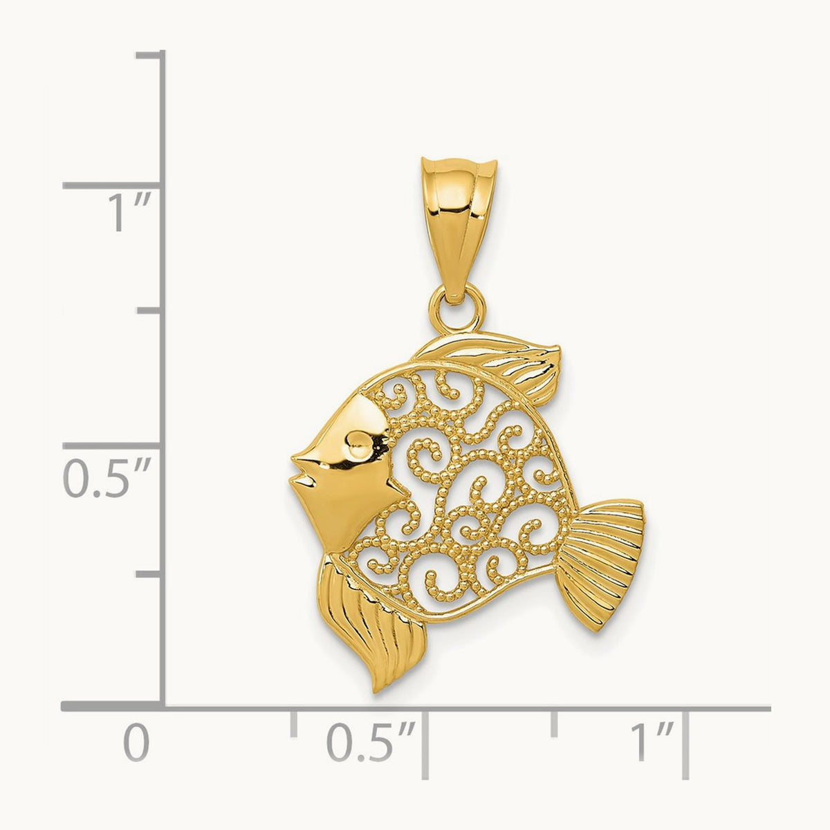 Filigree Fish Pendant, 14K