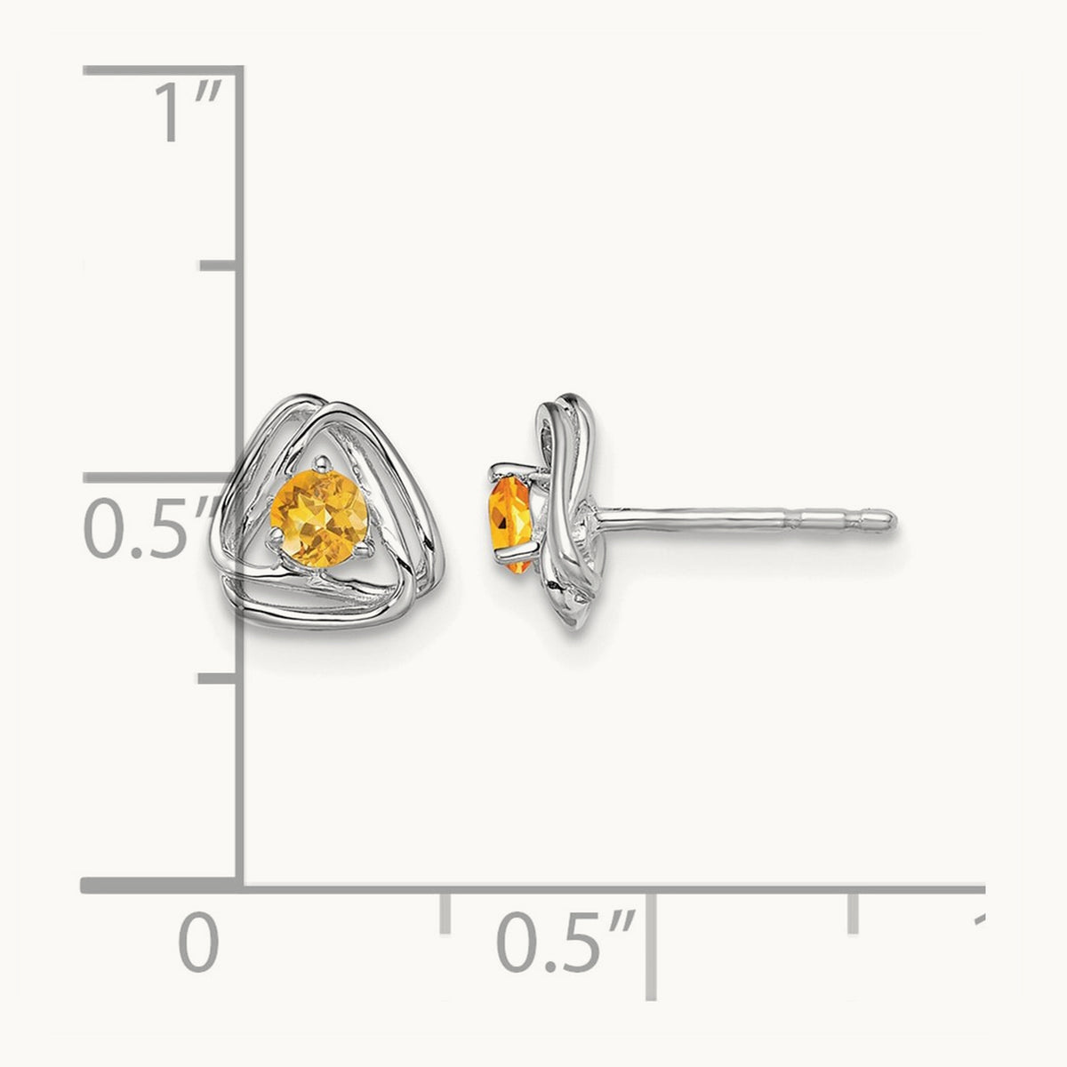 Citrine Post Earrings — 14K White Gold