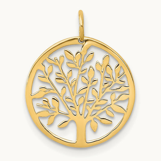Round Tree Pendant, 14K