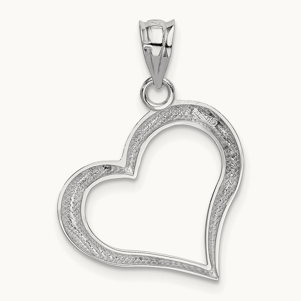 Polished Open Heart Pendant, 14K White Gold