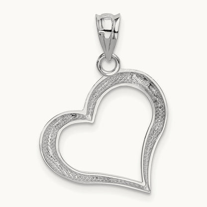 Polished Open Heart Pendant, 14K White Gold