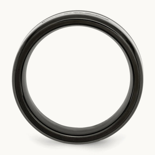 Polished Black IP-plated 1/4ct Black Diamond Band, 9mm, Stainless Steel