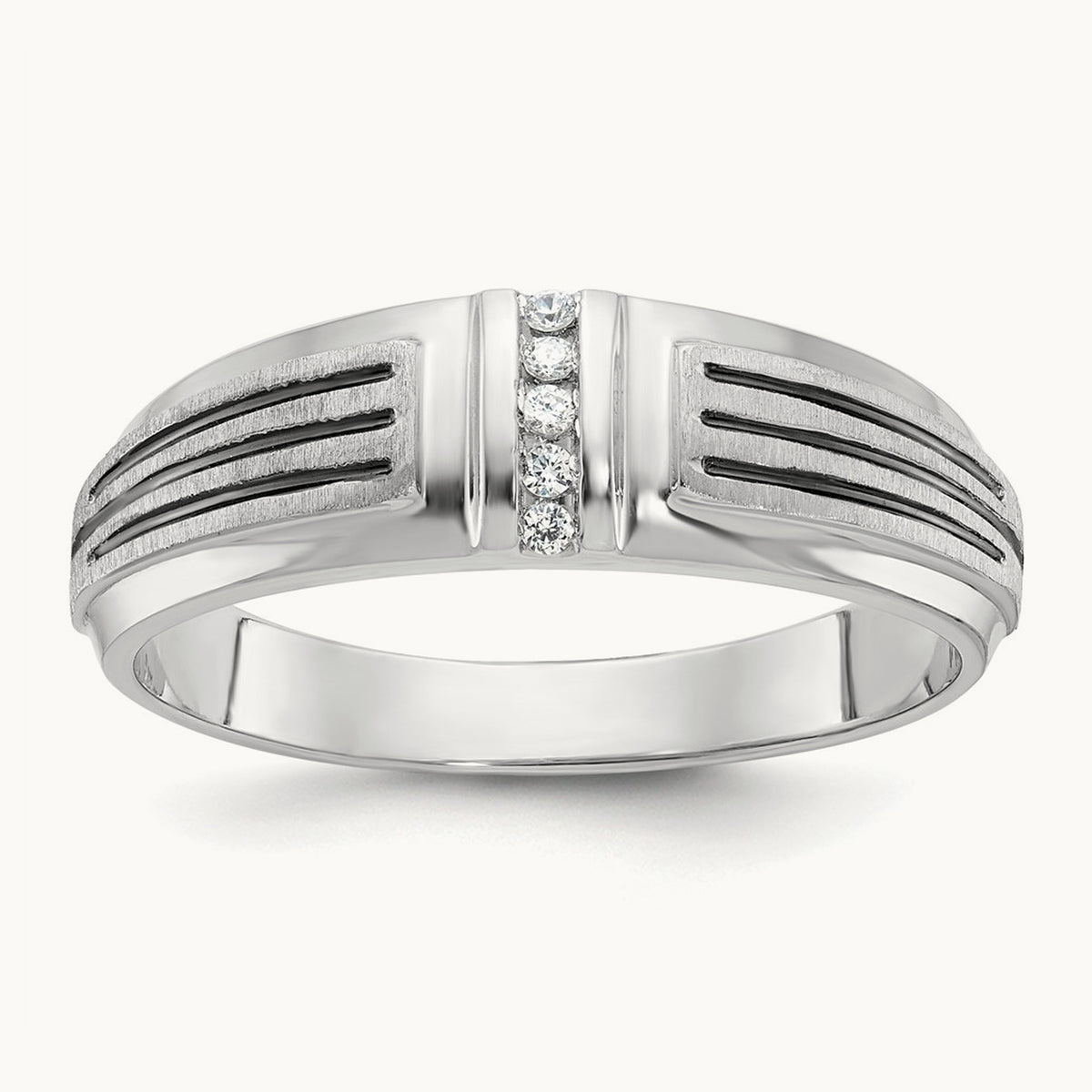 With Black RH 5 Stone Men's Ring, 0.05 ct tw Lab-Grown Diamond