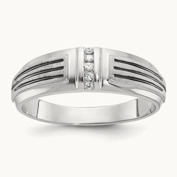With Black RH 5 Stone Men's Ring, 0.05 ct tw Lab-Grown Diamond