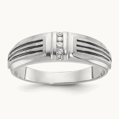 With Black RH 5 Stone Men's Ring, 0.05 ct tw Lab-Grown Diamond