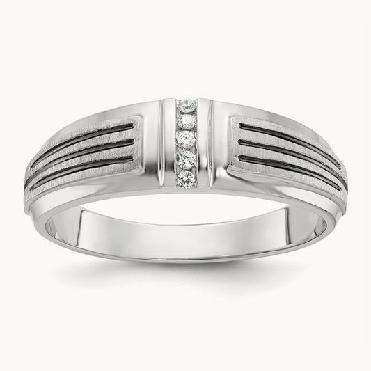 With Black RH 5 Stone Men's Ring, 0.05 ct tw Lab-Grown Diamond