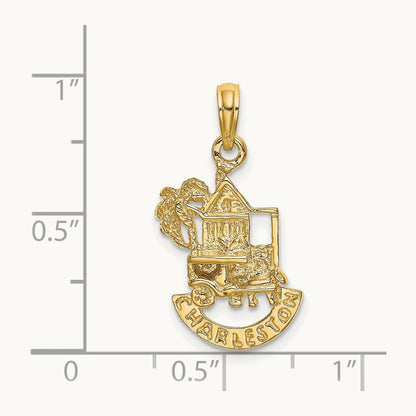 CHARLESTON SCENE w/ Horse, Cart, and House Charm, 14K